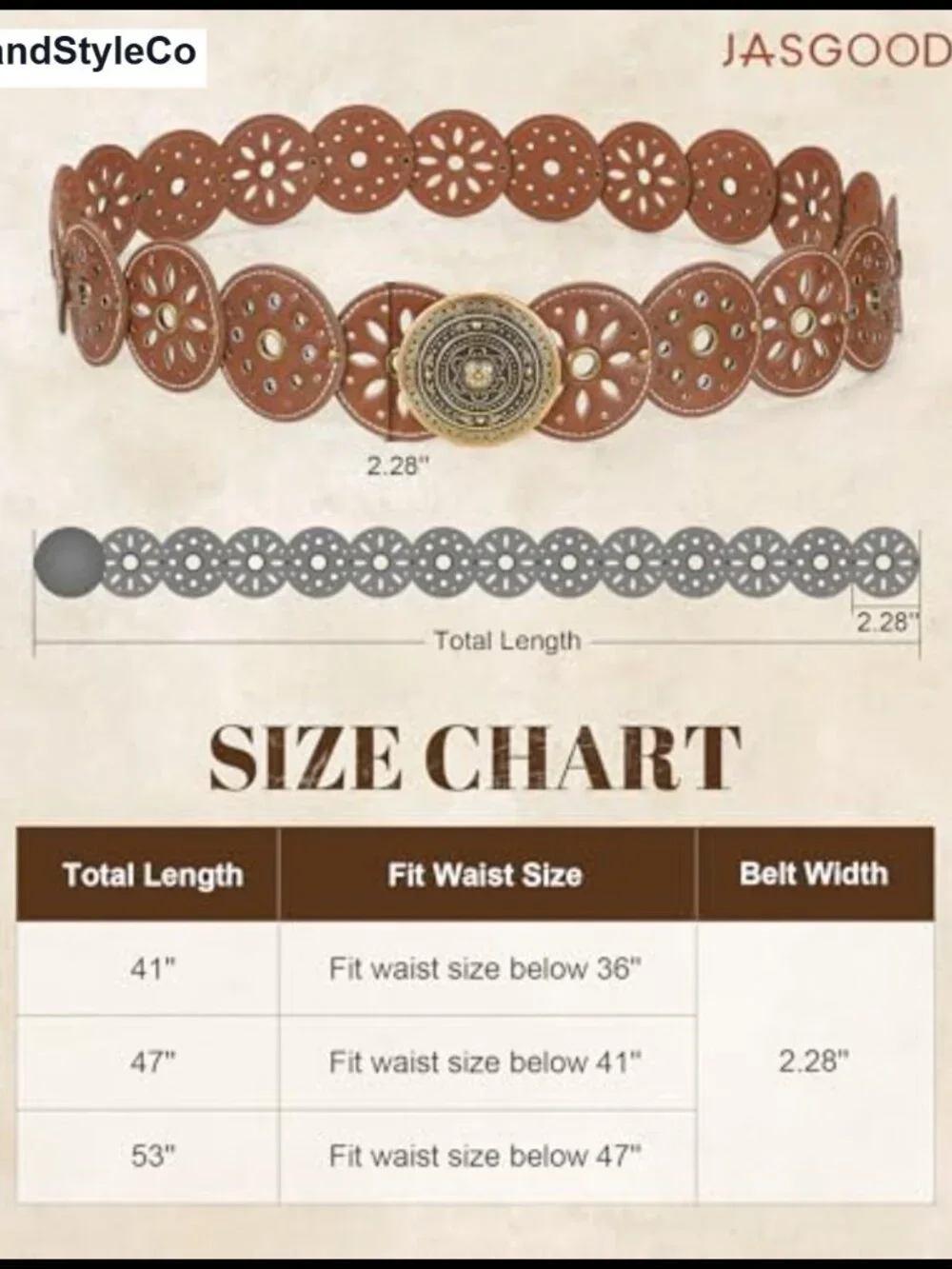Women's Western Cowgirl PU Leather Disc Belt with Rotating Discs, Boho Concho